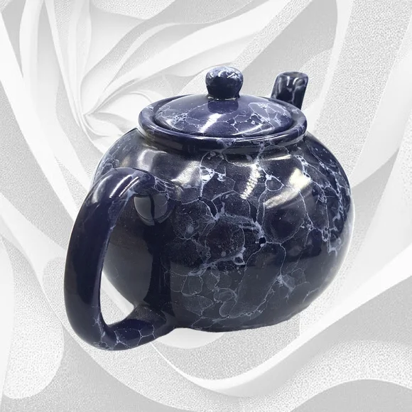 Elegant Blue Marble Teapot - Picture 6 of 9